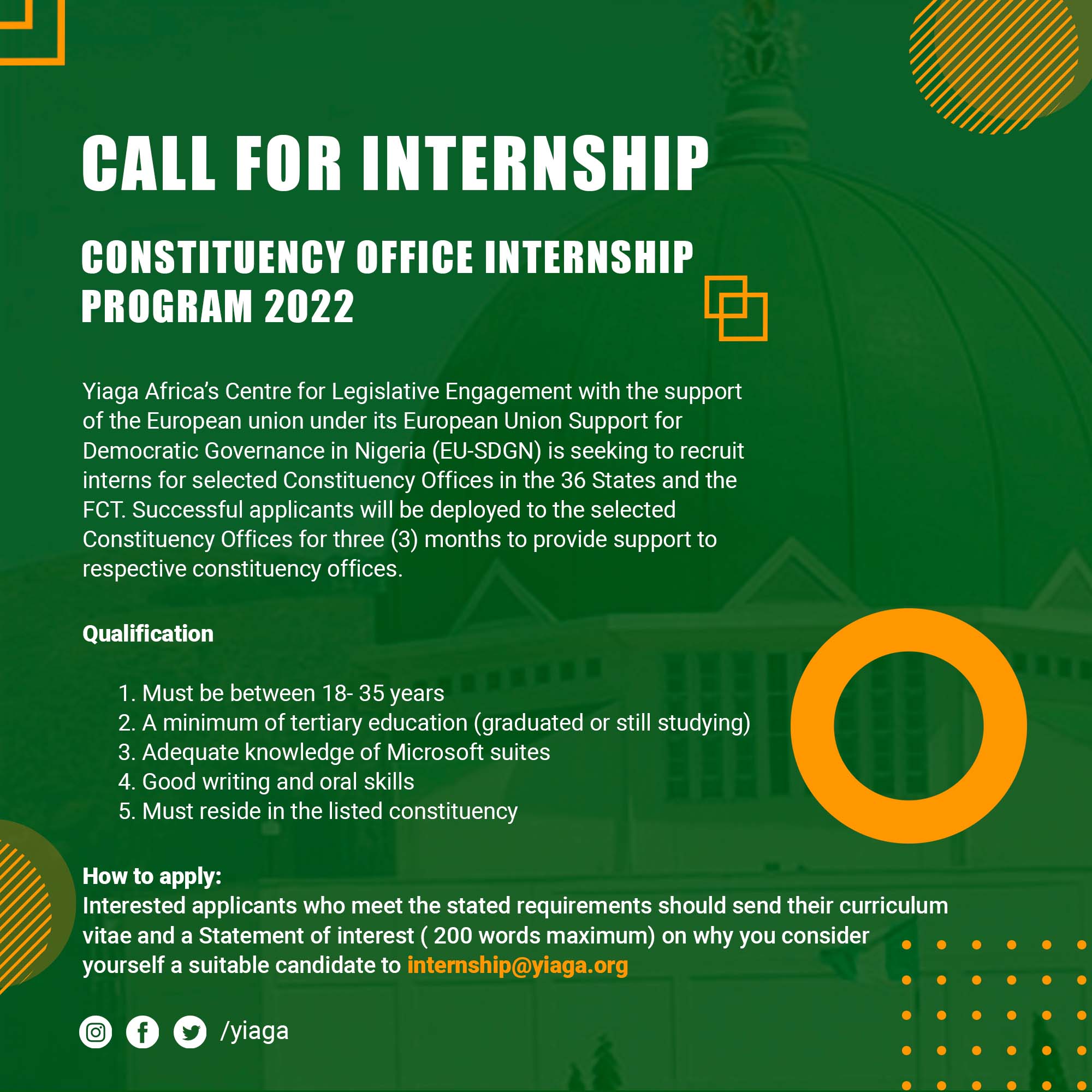 CALL FOR INTERNSHIP: CONSTITUENCY OFFICE INTERNSHIP PROGRAM 2022